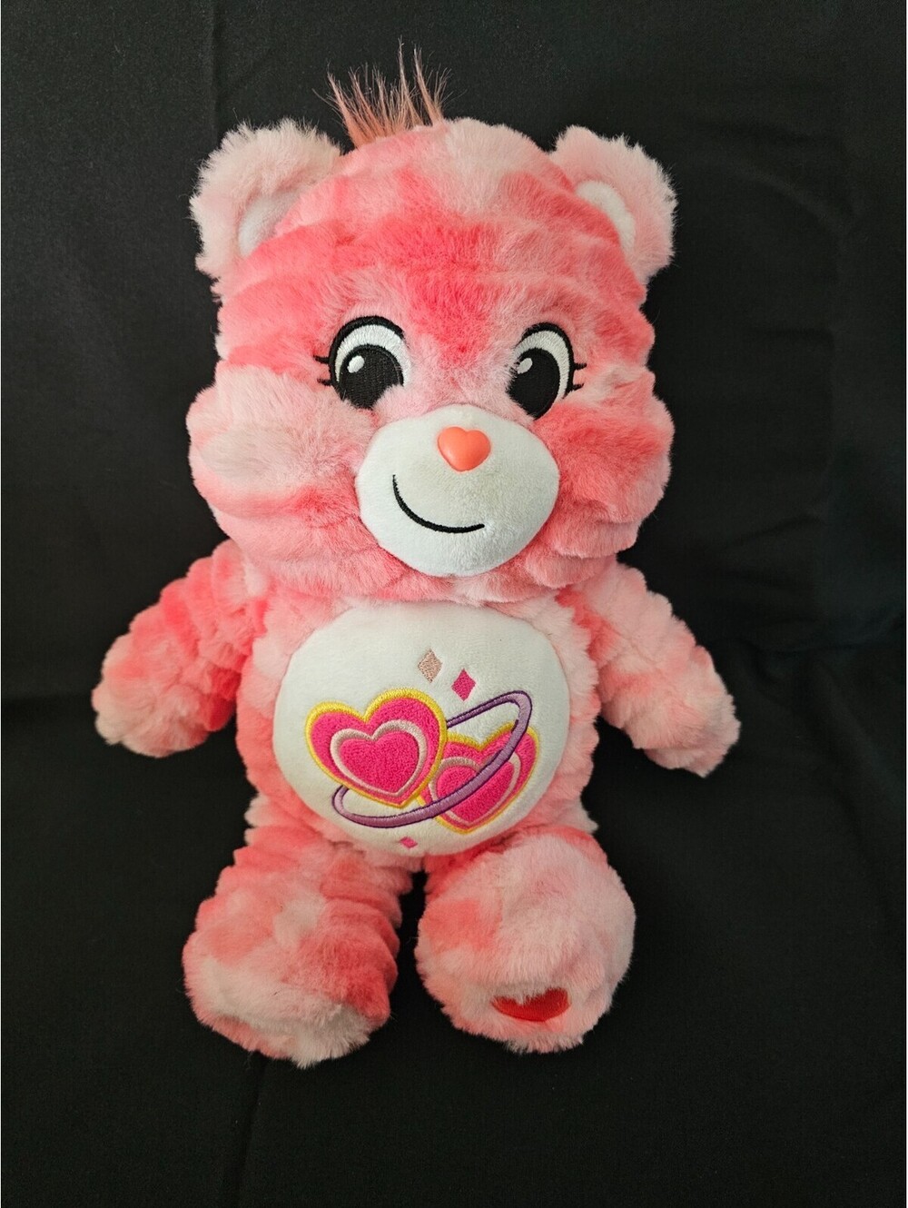 Basic Fun Care Bears Color Splash Love-A-Lot Bear Plush Pink Hearts On Belly 14"